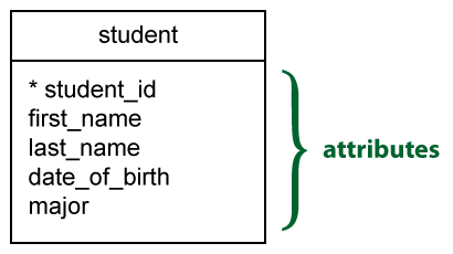 Attributes in crow’s foot notation