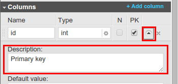 Column Description field