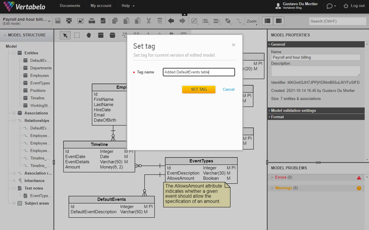 How to Document Design Decisions in Database Modeling