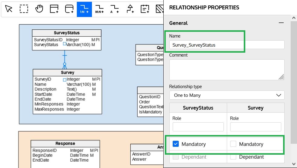 database design for online survey system