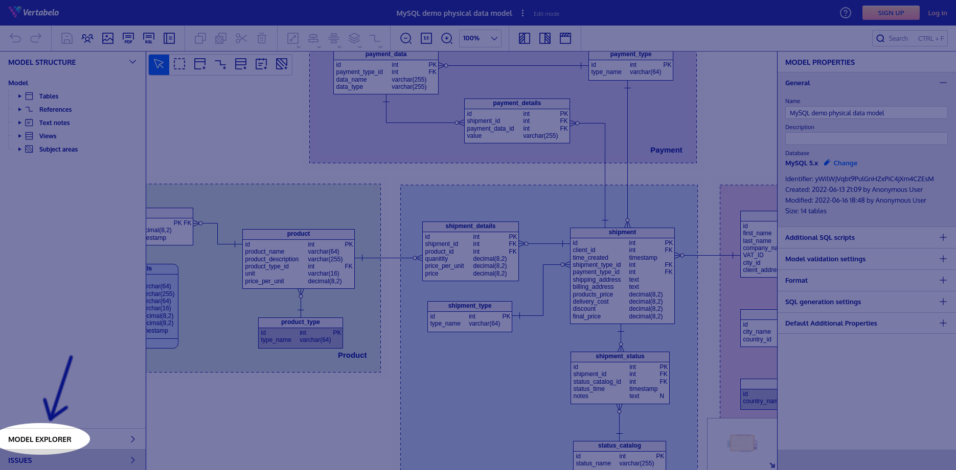 database model changes