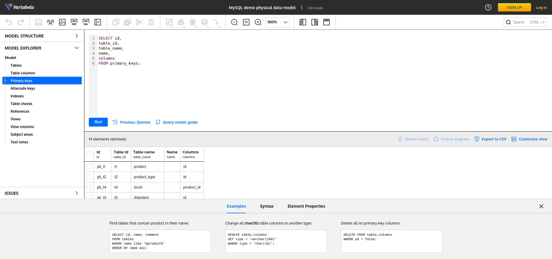 database model changes