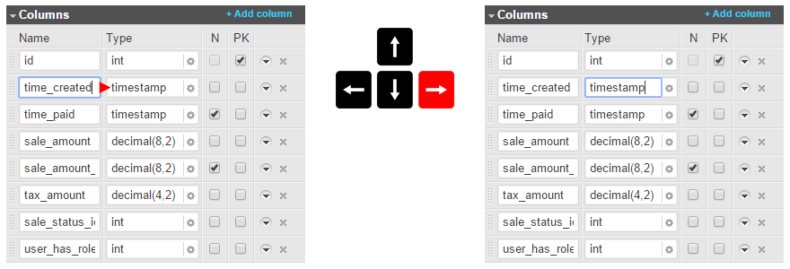 Use the 'Down' arrow to move to the next field