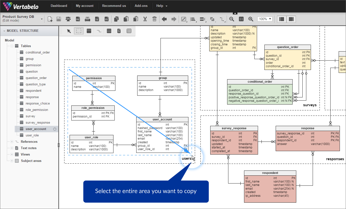 Using the ‘Select area’ tool, drag a rectangular marquee around all objects you want to copy