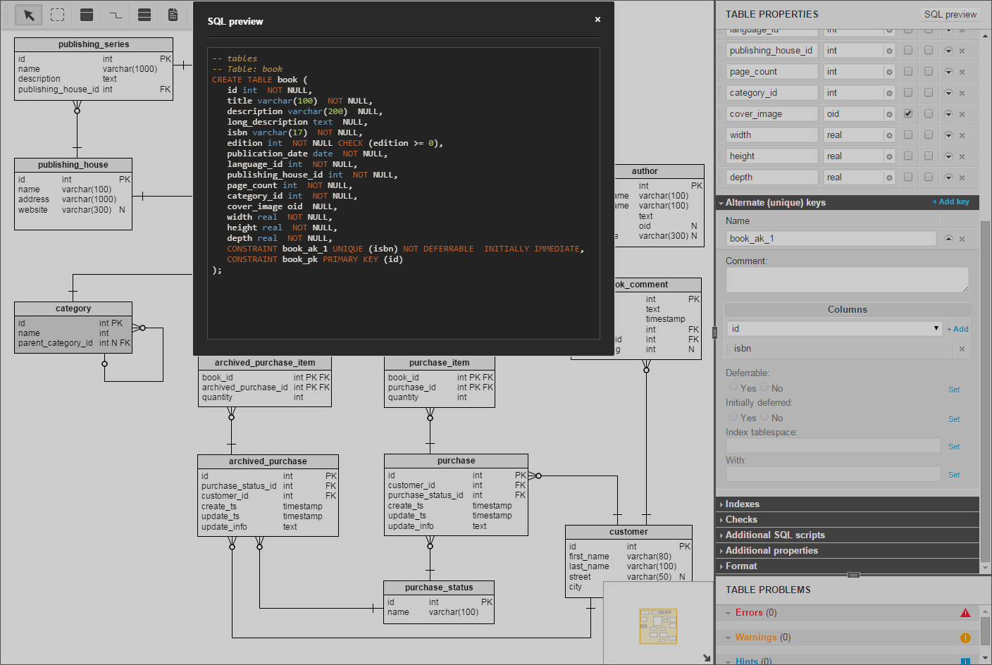 You can see your unique key in the SQL code preview