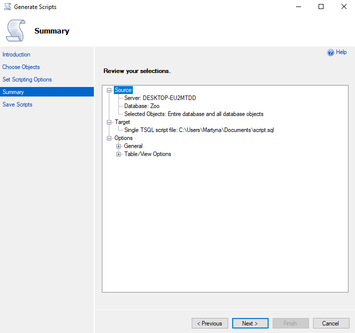 Export an SQL DDL File From SQL Server Management Studio for Reverse Engineering