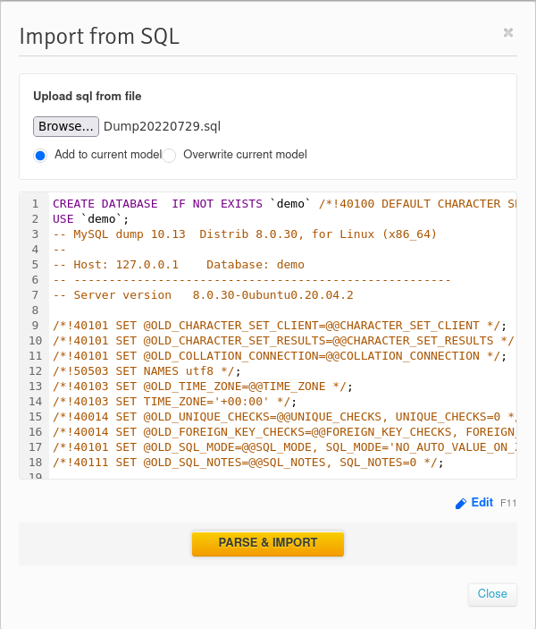 Export SQL DDL From MySQL Workbench for Importing Into Vertabelo