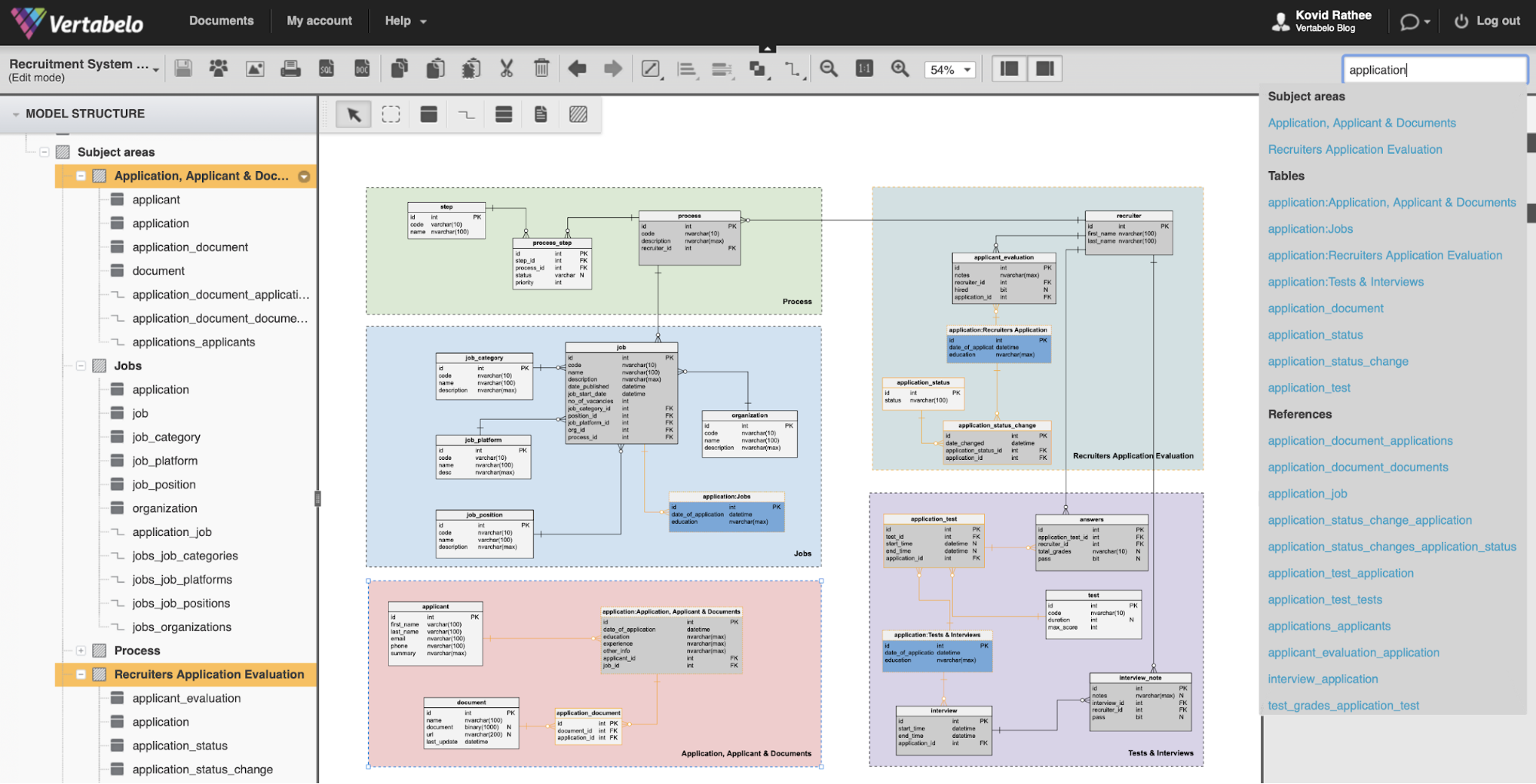 How to Find a Table in a Vertabelo ER Diagram