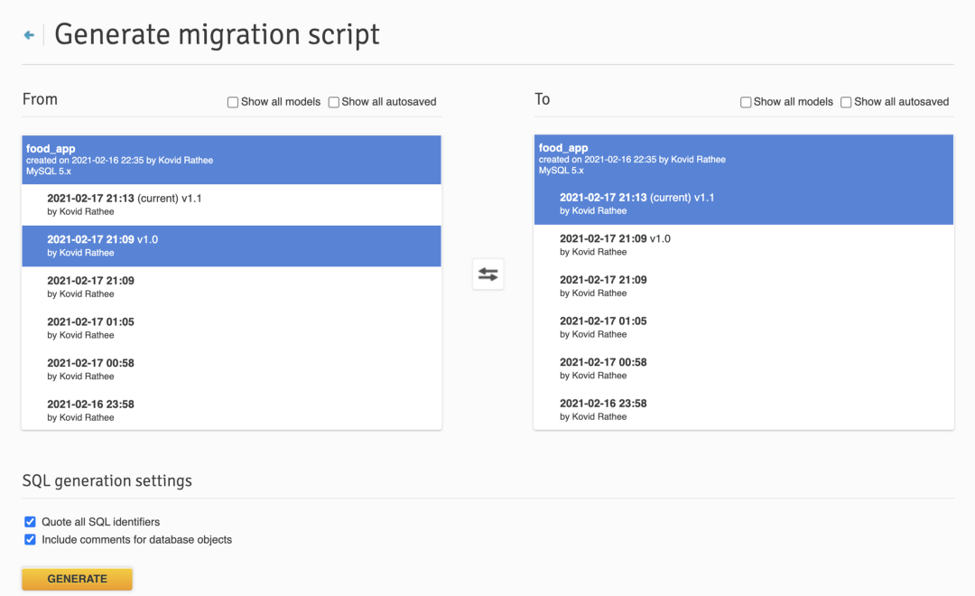 SQL Scripts in Vertabelo