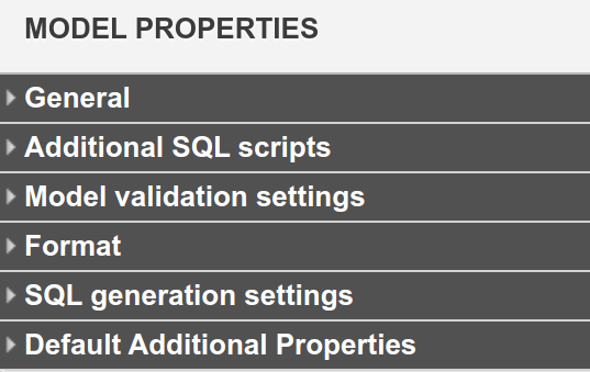 Model properties