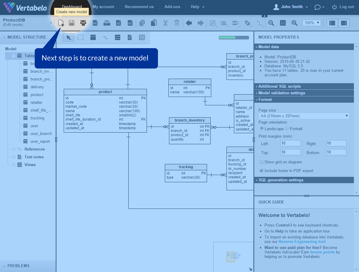 Create a new database model