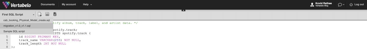 How to Create a SQL Script in Vertabelo