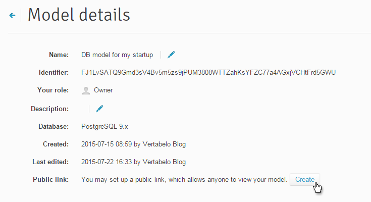Create a public link to your database model