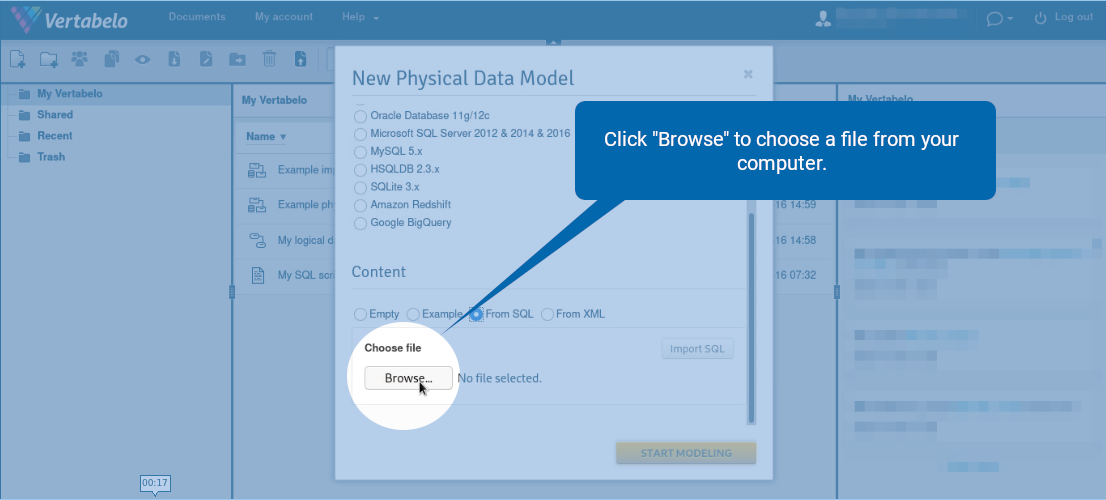 Import a DDL Script into Vertabelo