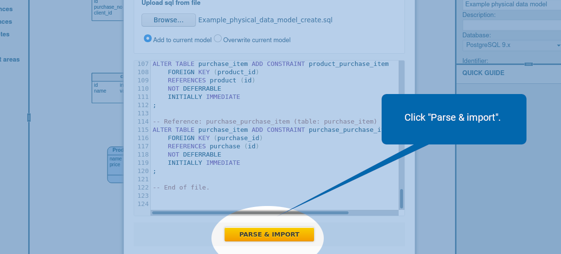 Import a DDL Script into Vertabelo