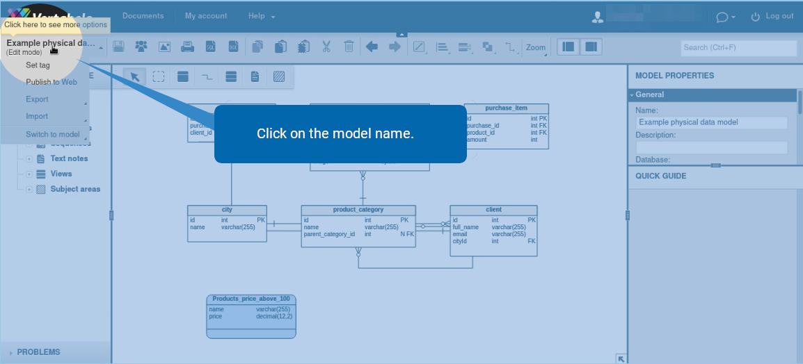 Import a Vertabelo XML File into Vertabelo