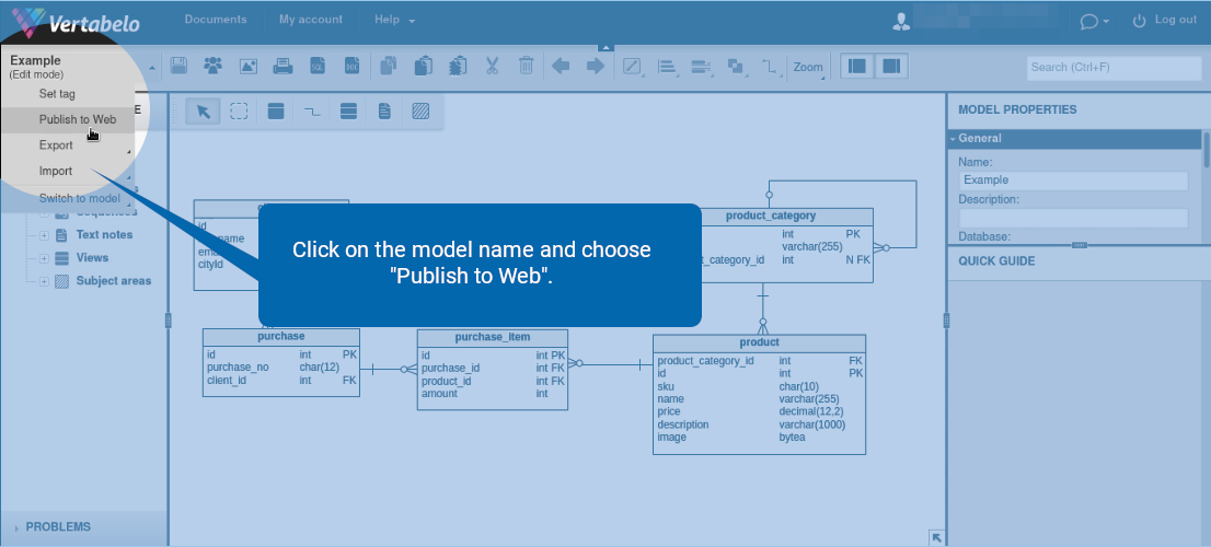 How to Publish Your Vertabelo Model on the Web