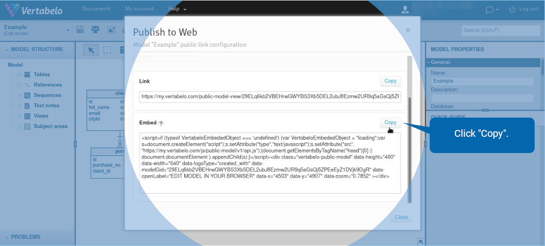 How to Publish Your Vertabelo Model on the Web