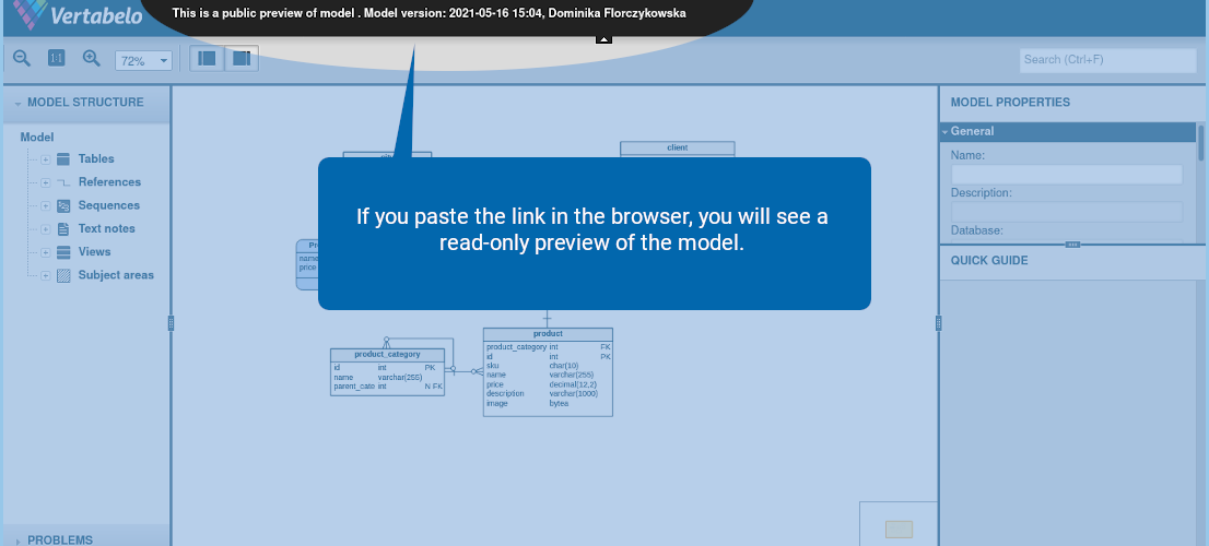 How to Publish Your Vertabelo Model on the Web