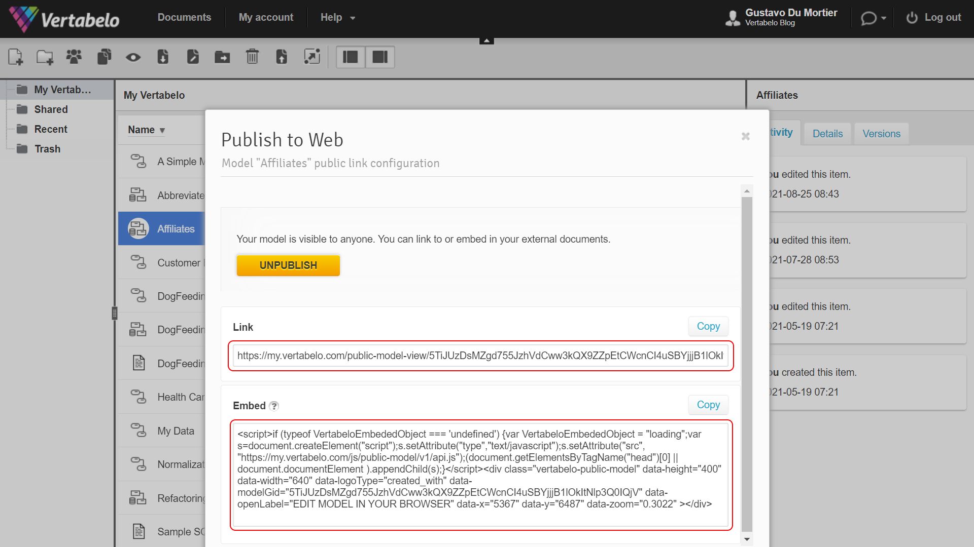 	How to Share Your Vertabelo Model with Your Client