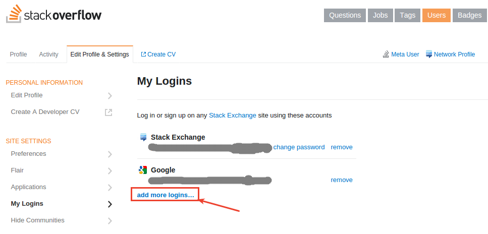 Stack Overflow – My Logins