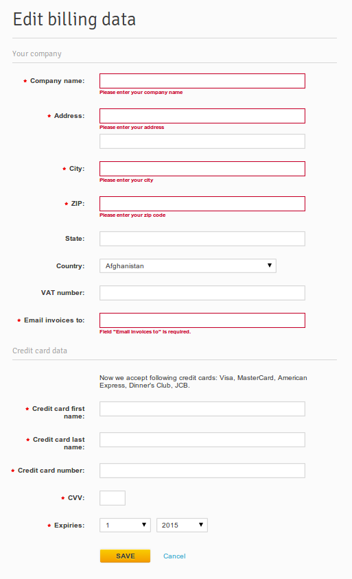 Billing data