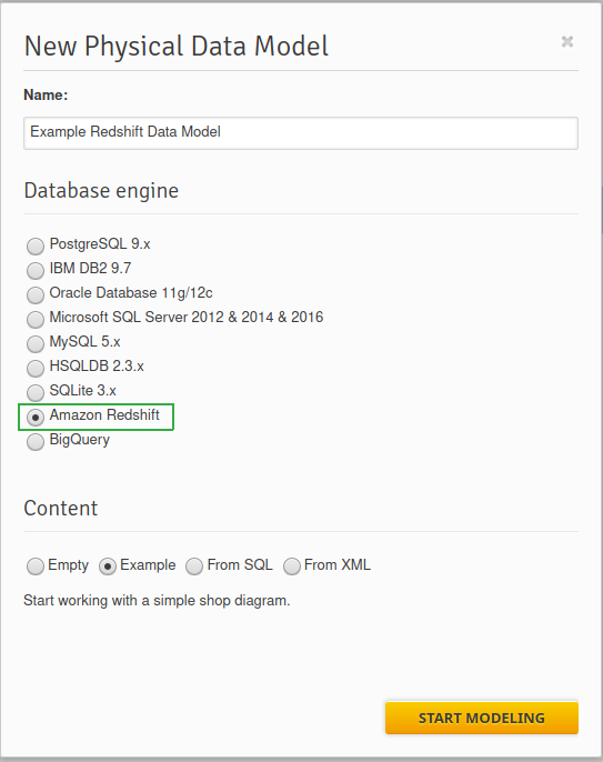 Amazon Redshift Support in Vertabelo