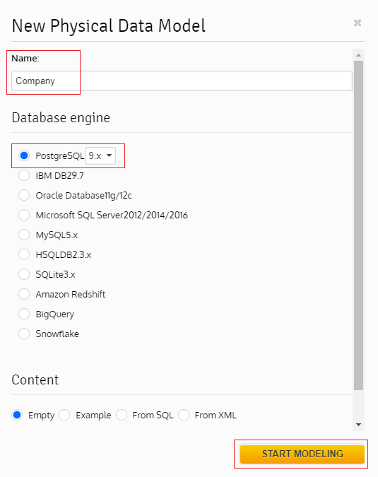 set schema in Vertabelo