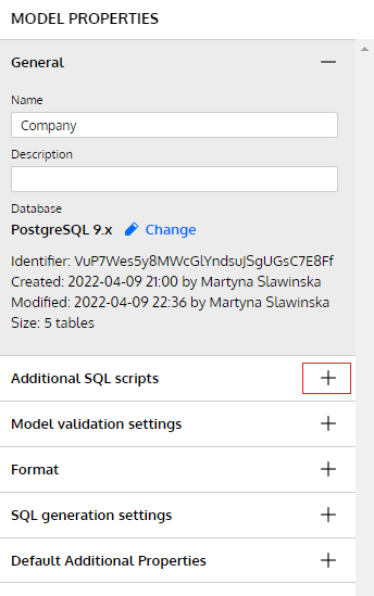 set schema in Vertabelo