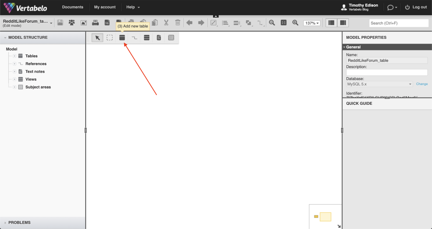 ER Diagrams in Vertabelo