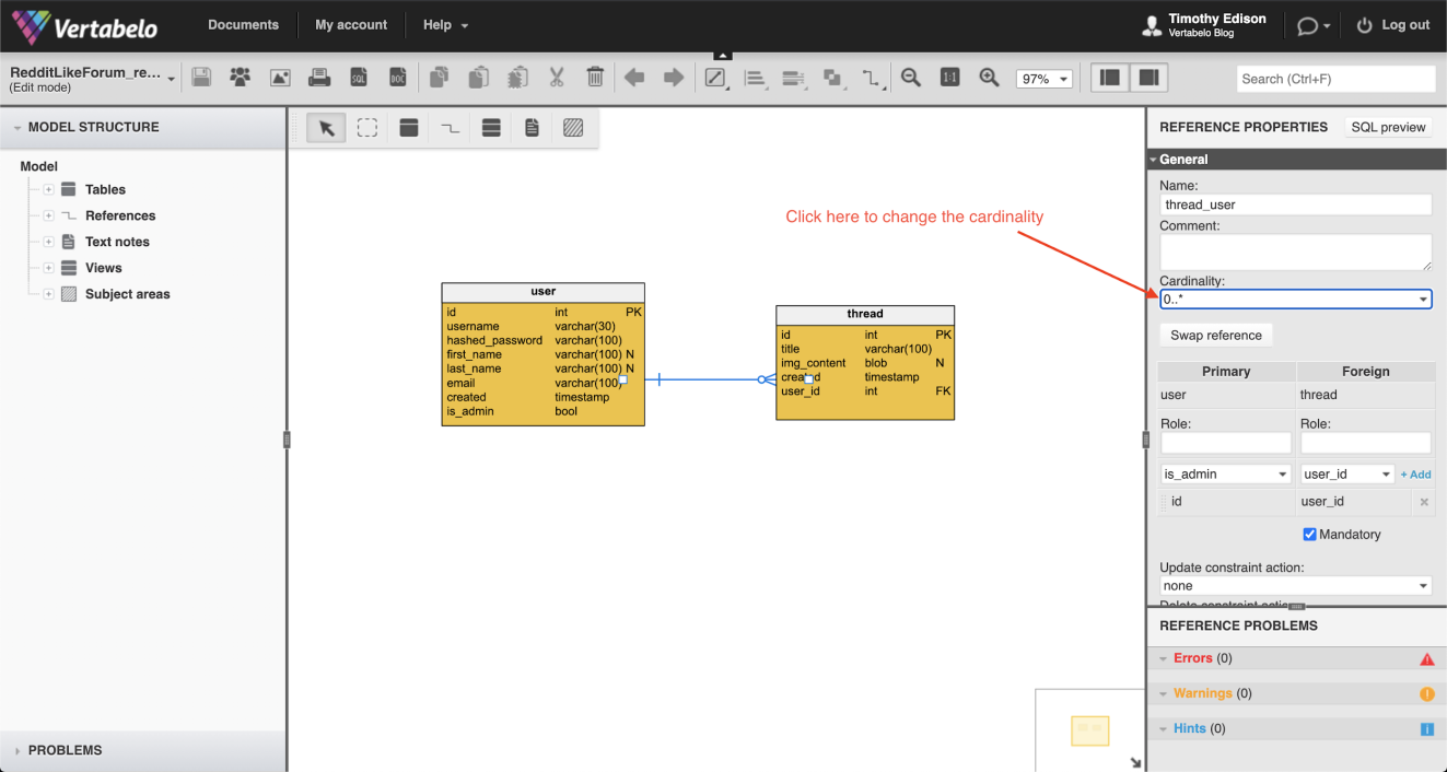 ER Diagrams in Vertabelo