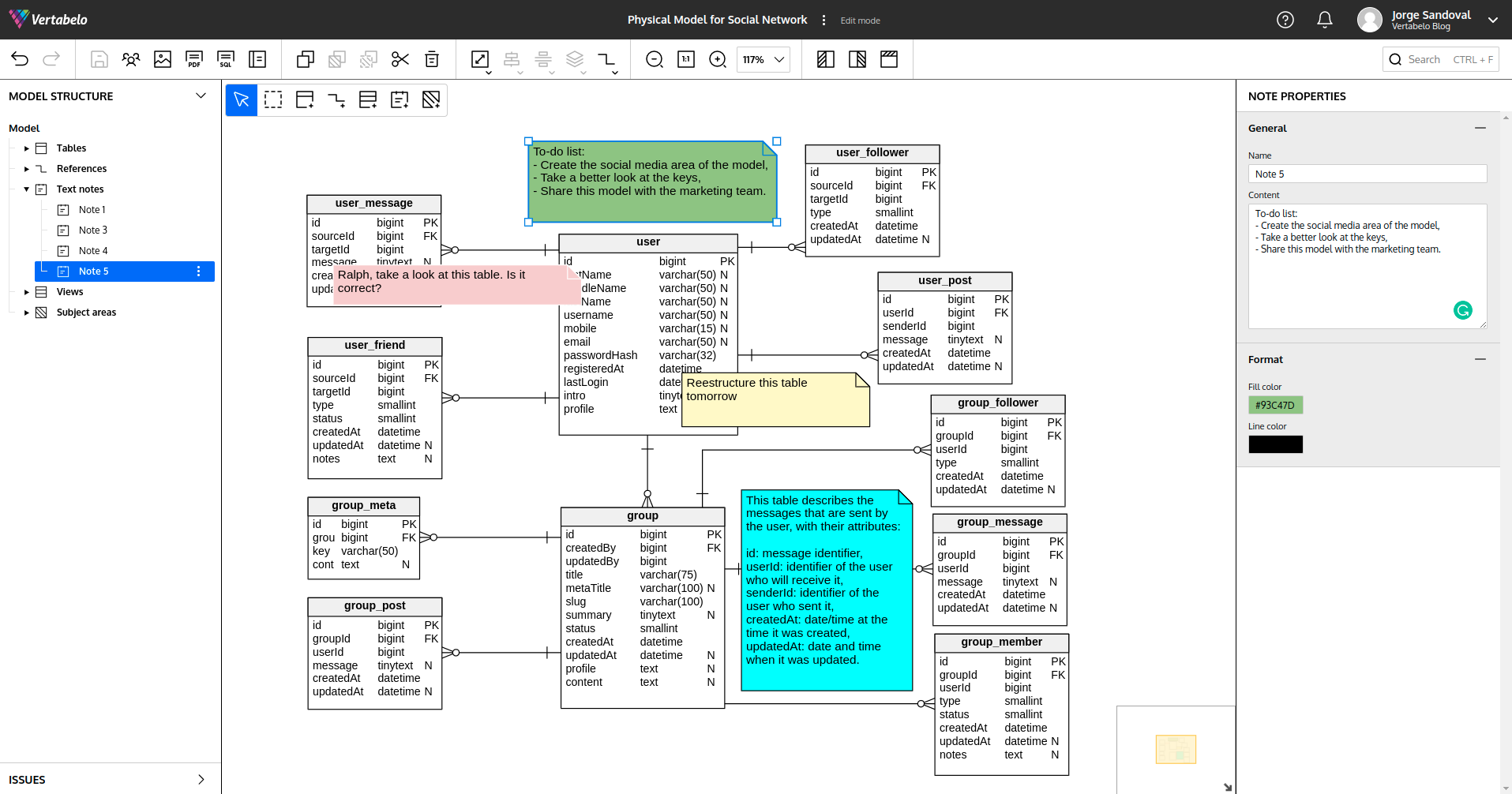 Using Text Notes in Data Modeling