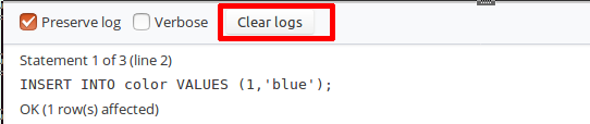 Clear logs button