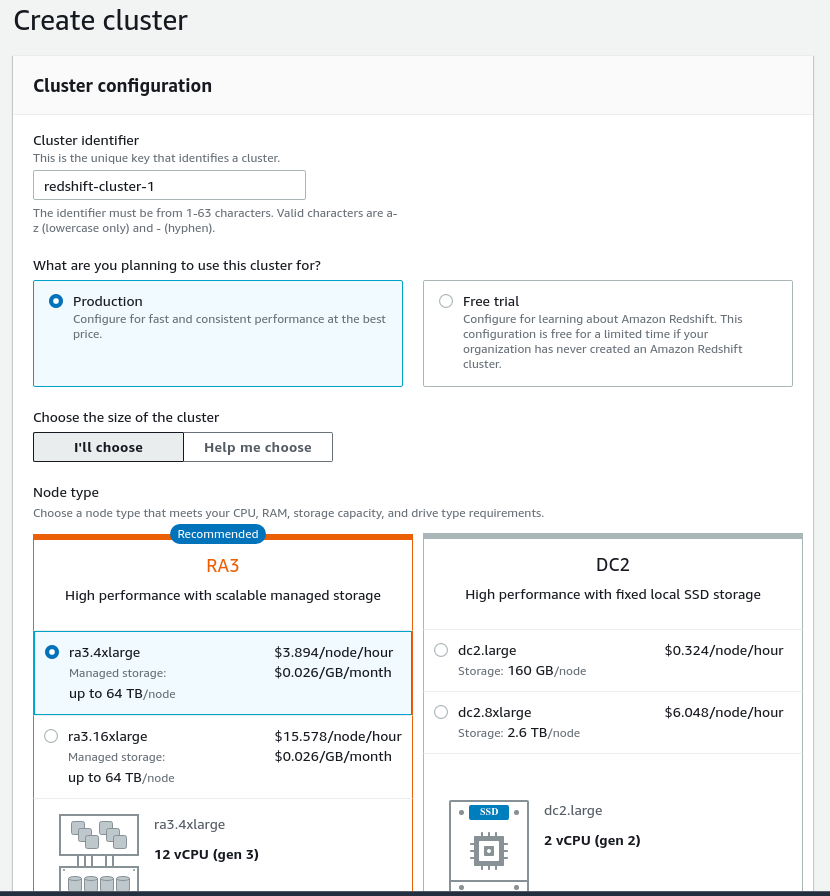 Create cluster