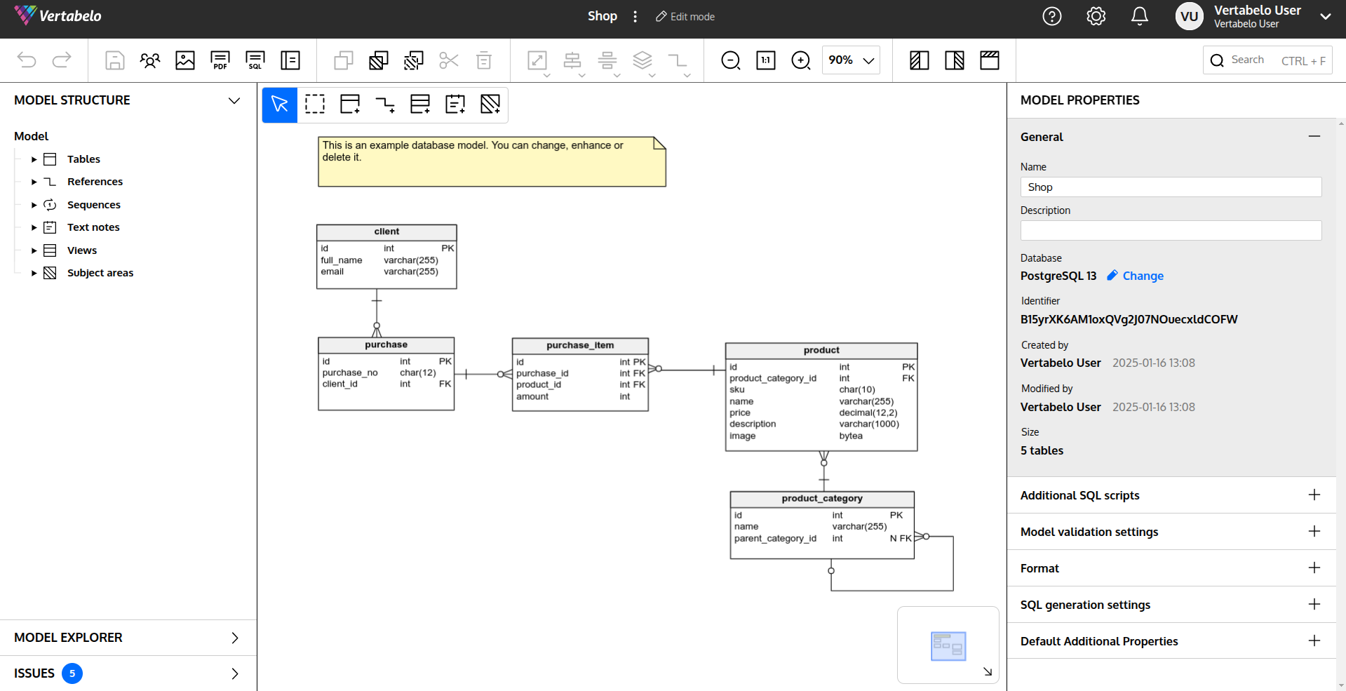 Vertabelo editor