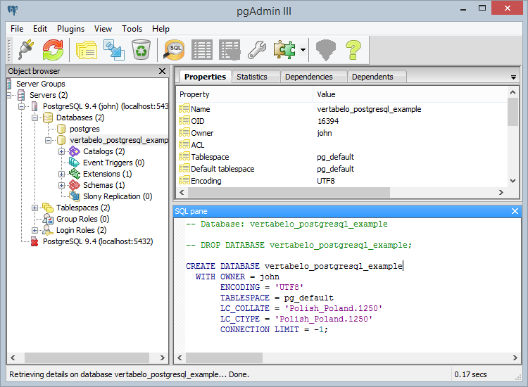 pgAdmin - Databese view